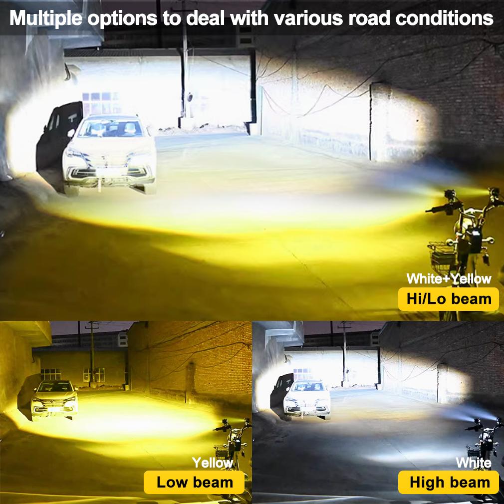 1ks/2ks Dvoubarevný LED reflektor Pomocný motocyklový světlomet Mlhové světlo 6000K 3500K Bílé+Žluté Světlo pro jízdu v terénu Pracovní světla pro nákladní vozidlo Auto