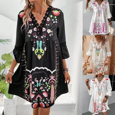 Neues Frühlings- und Sommerkleid für den Urlaub im Alltag, Pendeln, Arbeit, bequem, sexy, elegant, Damenmode, bedruckt