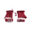 Hand Girls Mitten Trim Color Wrist Warm Fashion Soft Rabbit Fur Fingerless Women Gloves