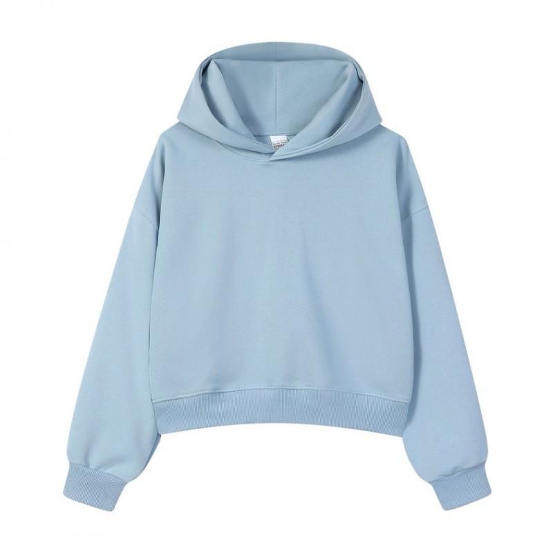 Womens Oversized Hooded Zip-Up Sweatshirt Lightweight Cotton Blend Casual Top