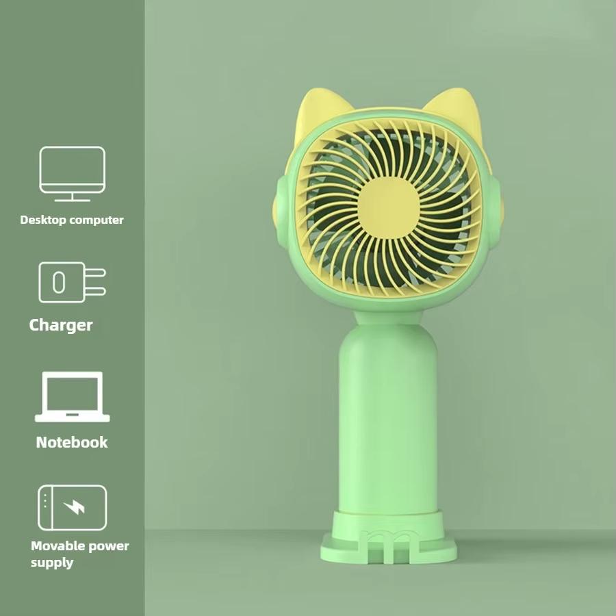 Süßer Cartoon USB-Ventilator Tragbarer Handventilator mit Handyhalterung