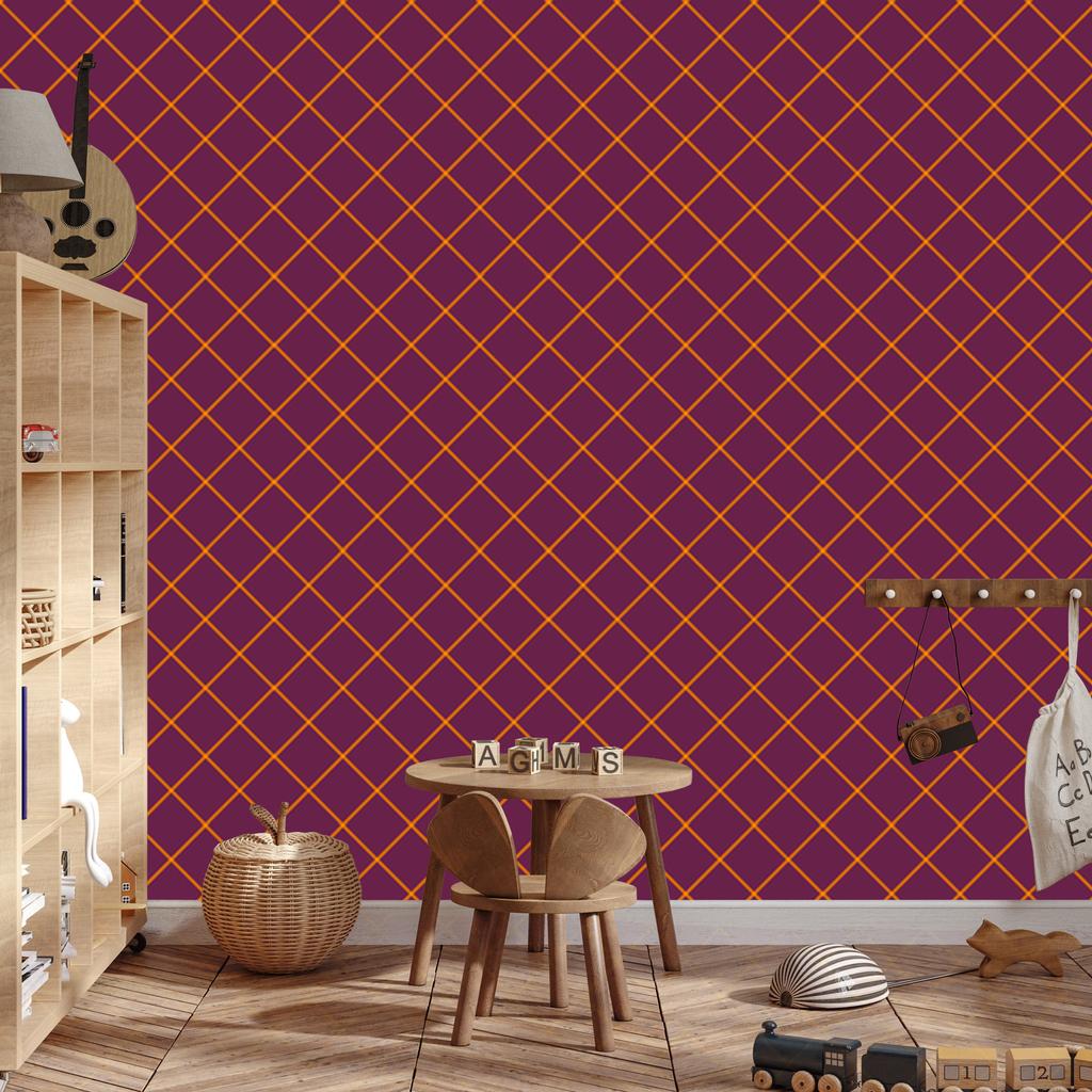 Burgundy and Red Halloween Checkered Wallpaper for Living Room and Bedroom 50x1000
