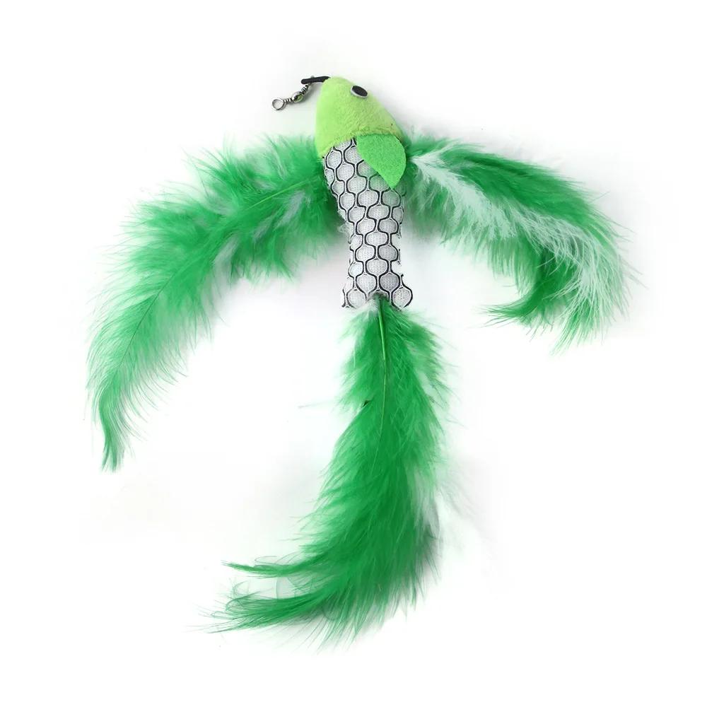 

Flying Fish Replacement Head Funny Cat Stick Plush Toy Fishing Rod Replacement Head Pet Cat Toys Interactive Pet Products зелёный
