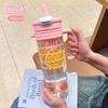 Water bottle summer double drinking cup straw cup large capacity ice cup high temperature resistant portable anti-drop sports water cup plastic cup