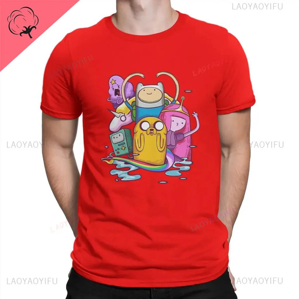 Fashionable Cotton T Shirt Adventure Time Cartoon Printing Shirt for Men Summer Street Wear New Trend Casual Unisex Clothes Tops