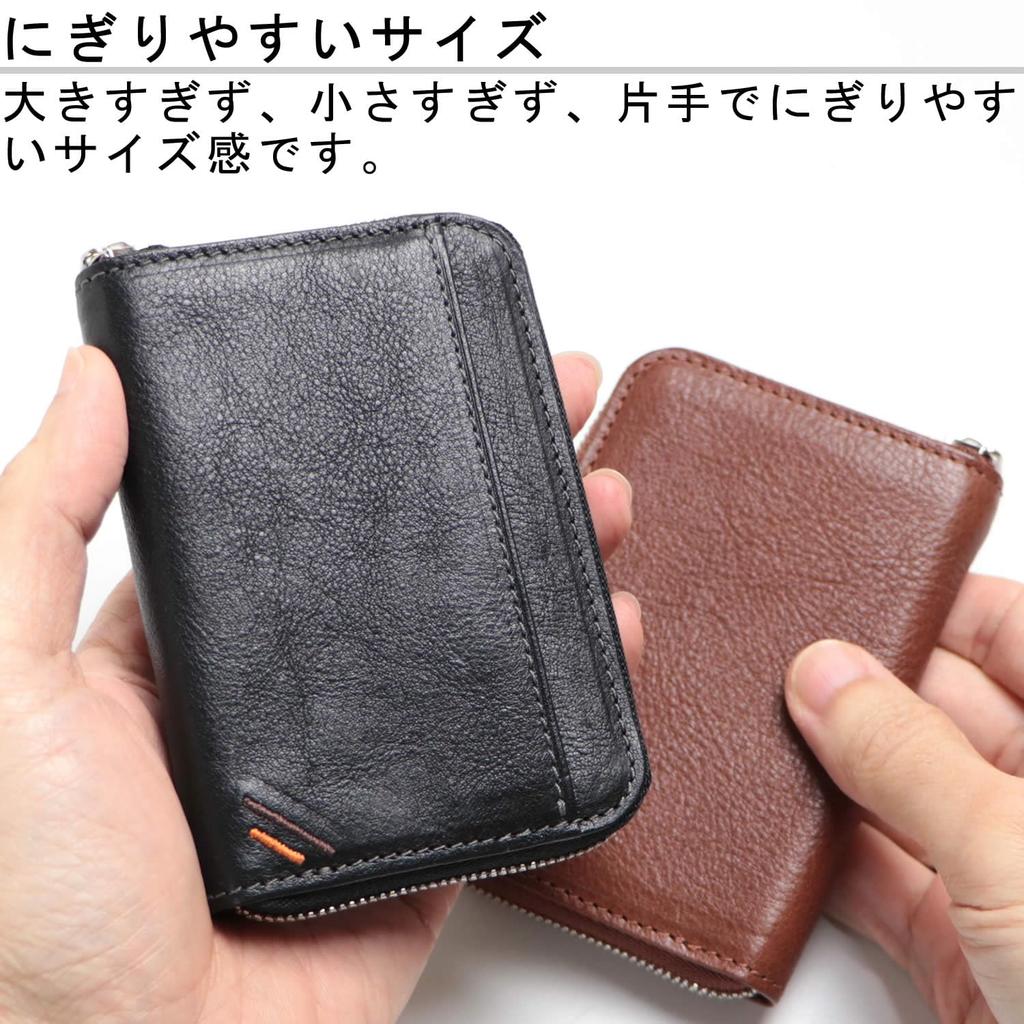 Leather craftsman Dualline Small Mini Genuine Tochigi DU023 CA (Dualline) Men's Zip-Around Wallet, Leather, (Caramel)