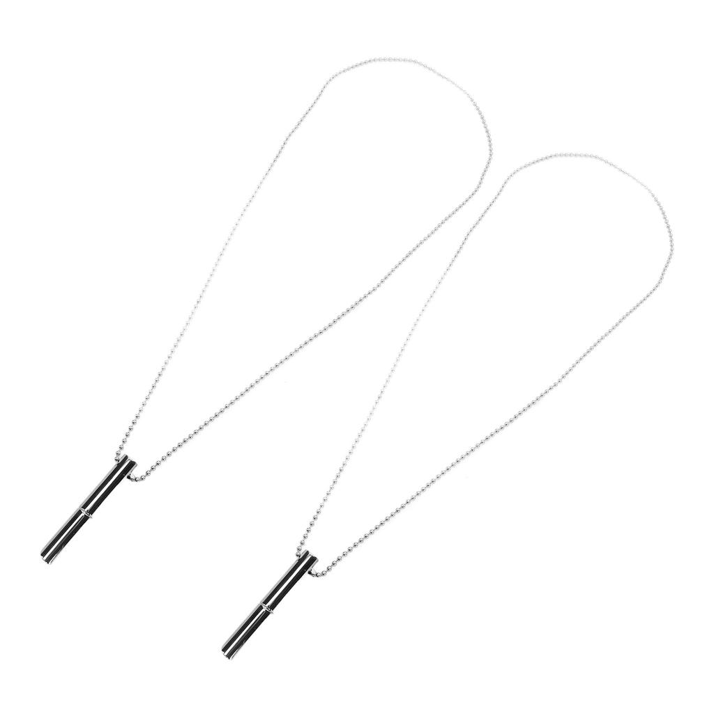 2PCS Stress Anxiety Relief Necklace Stainless Steel Mindful Breathing Exercise Device Whistle