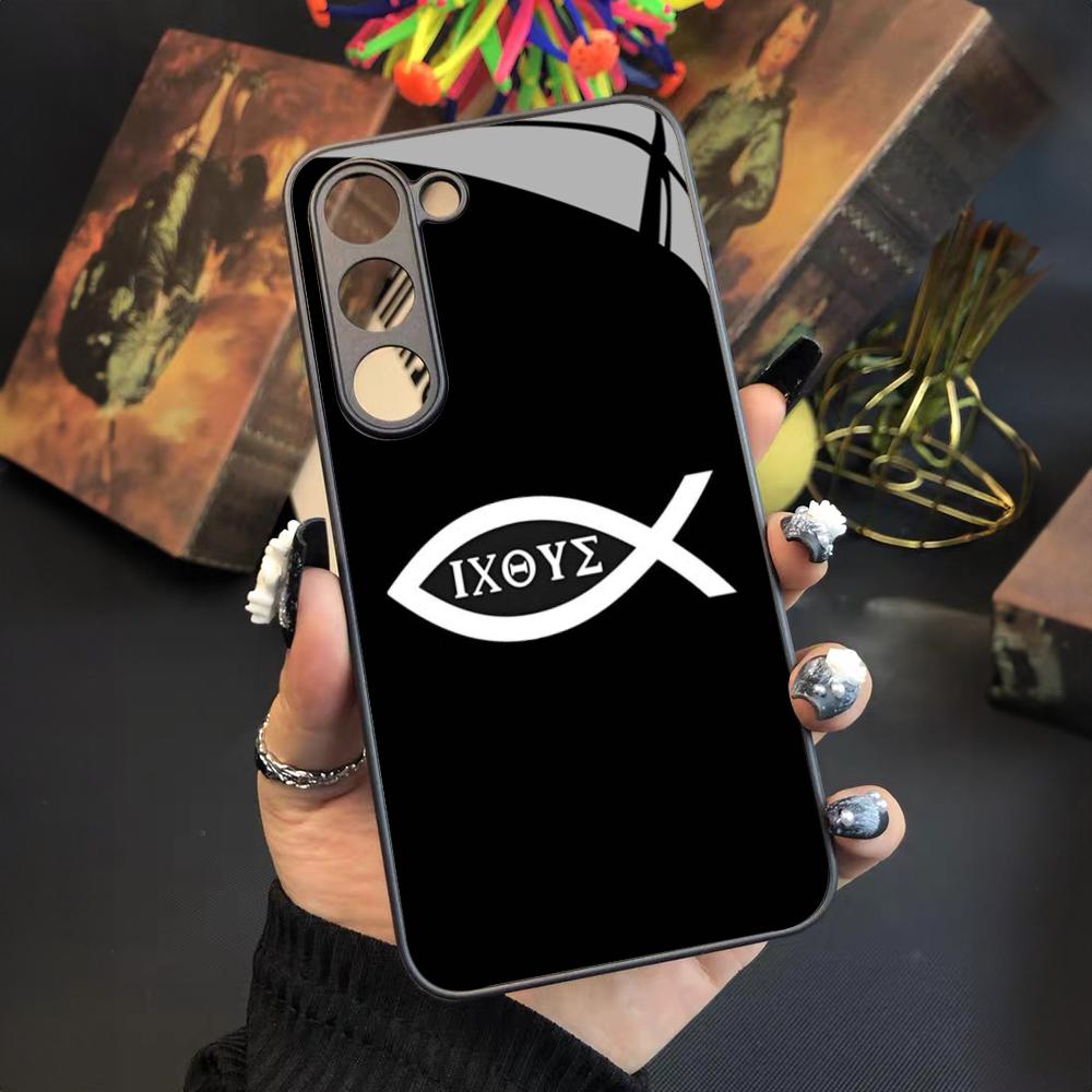 Fish Symbol Jesus Christ Christian Phone Case for Samsung Galaxy S24 S23 S22 S21 S20 A24 A34 A54 A53 Note20 M54 Fe Ultra Plus Gl