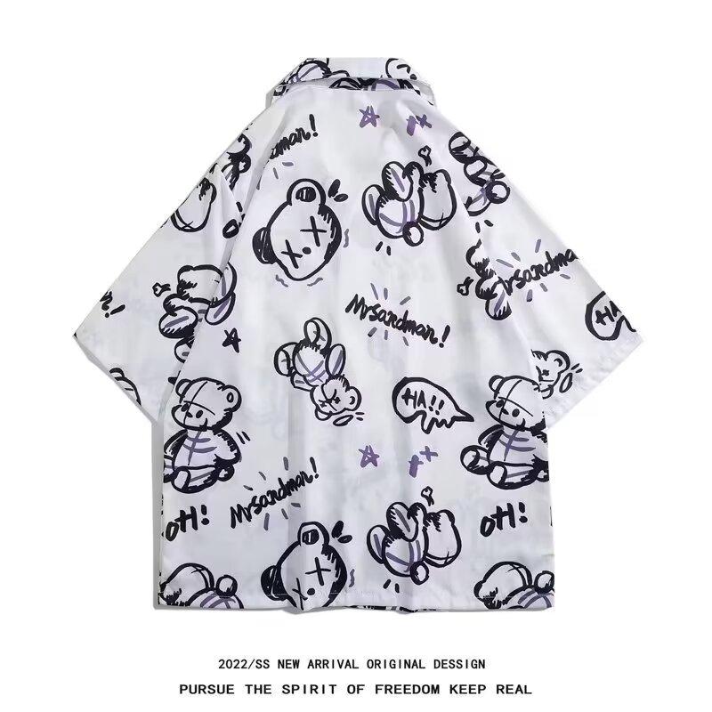 Pánská retro košile, pánský letní outfit, studentský volný střih, výklenek, neformální pánský top, svrchní oblečení, plážový top