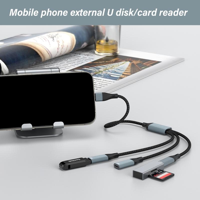 Cablu Splitter USB, USB/Type C Masculin la 2/3 Conectori Prelungitor Feminin, Hub Port USB Adaptor Split Putere Date&Încărcare