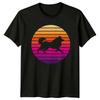 Retro Sunset Dog Silhouette Design TShirt Spitz Owner Dog Lovers Christmas Gift