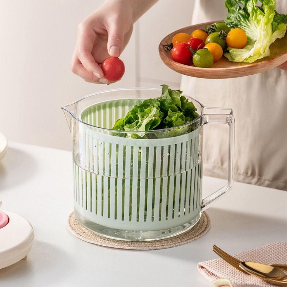 Drain and Spin Dryer Vegetable Dehydrator Plastic Fruit  Manual Spin Basket  Household Use