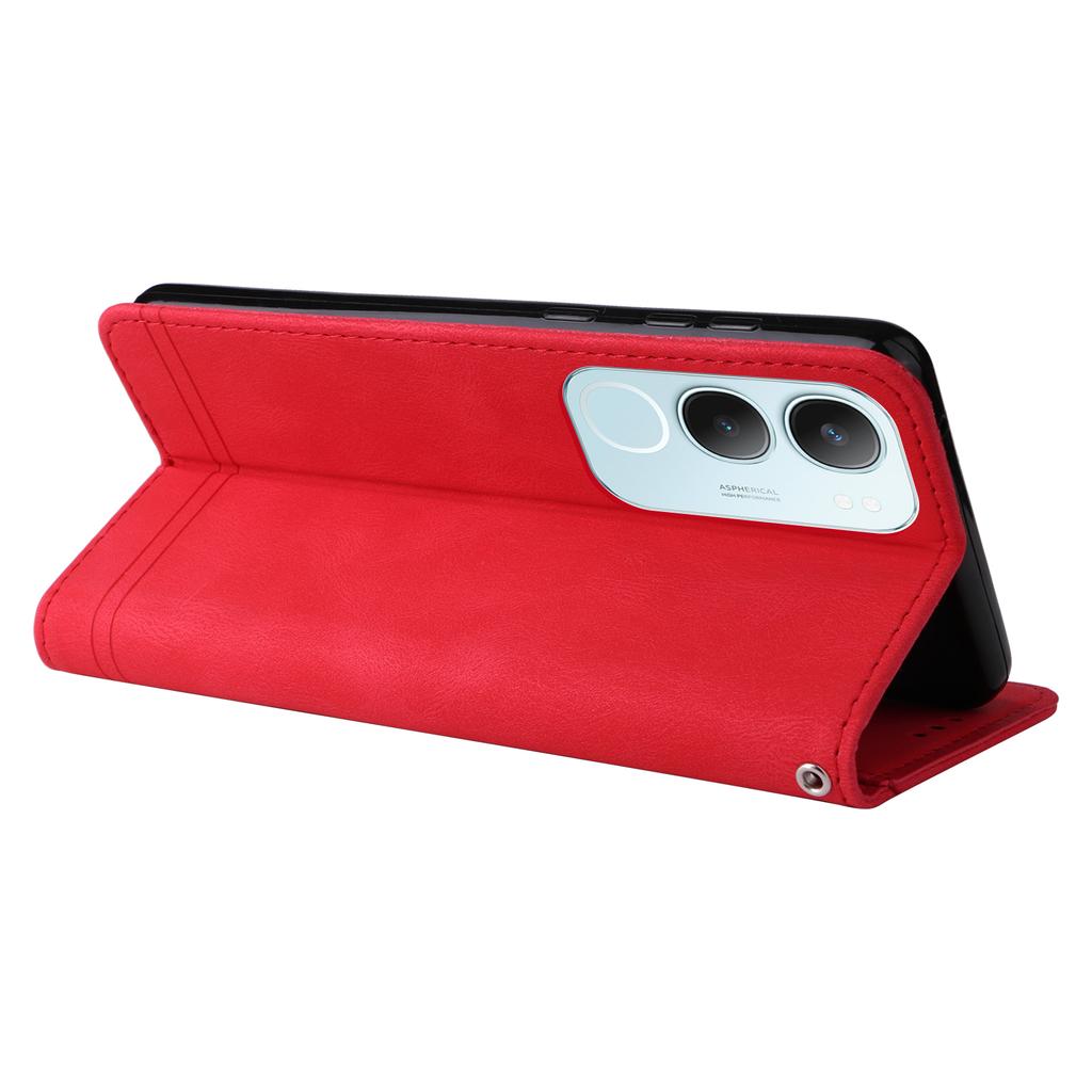 For Vivo Y29 5G/Y19s 4G Leather Wallet Cases Skin Touch Phone Cover Stand with Strap