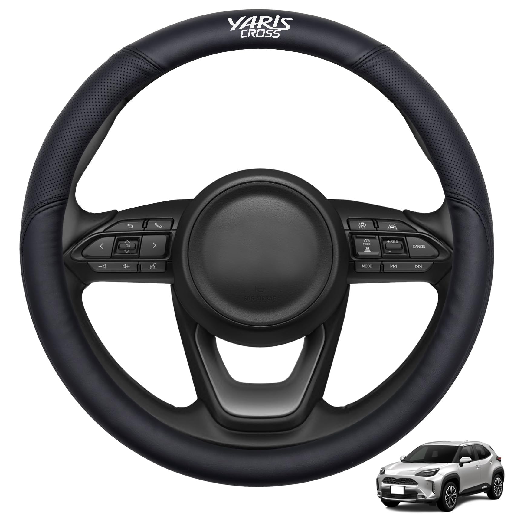 SUVVNE Руль Yaris Cross Exclusive Оригинальный 3D Спортивный Легкий Черный (10 серия) Чехол, Кожаный, Ручной шов, Хват, Стиль, Противоскользящий,