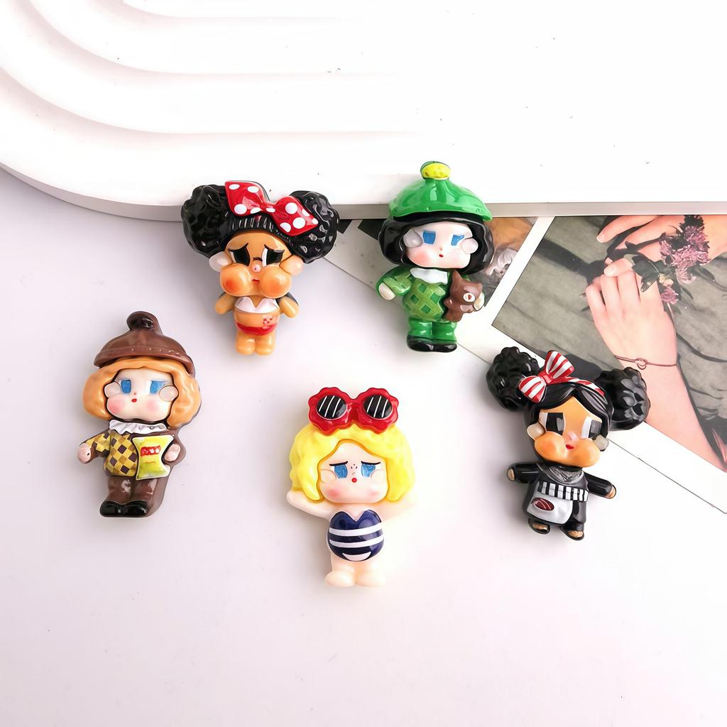 Cartoon DIY Black Girl Curl Resin Hair Clip & Magnet Accessory Set