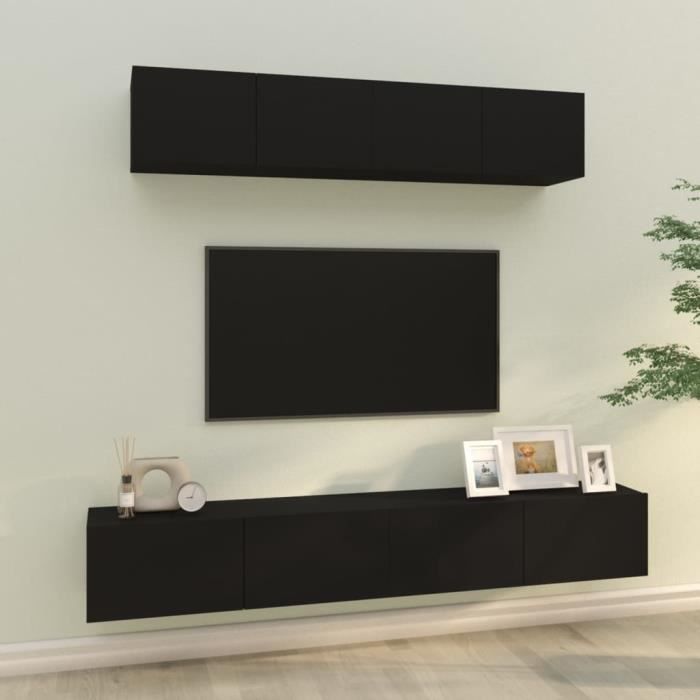 VidaXL TV Furniture Set 4 Pcs Black Engineered Wood 3114535