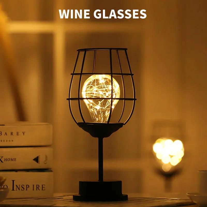 

GGBingo DIY Creative Wine Bottle Decoration Night Light Nordic Iron Art Romantic Atmosphere Light Desktop Decoration Gift Wine Cup