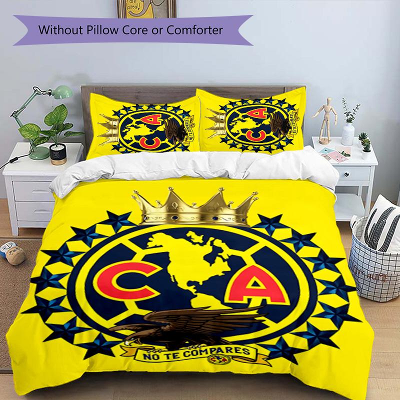 Club América 3pcs Bedding Set Duvet Cover Closure Includes 1 Duvet Cover & 2 Pillowcases for All Seasons Bedroom Home Dorm Decor
