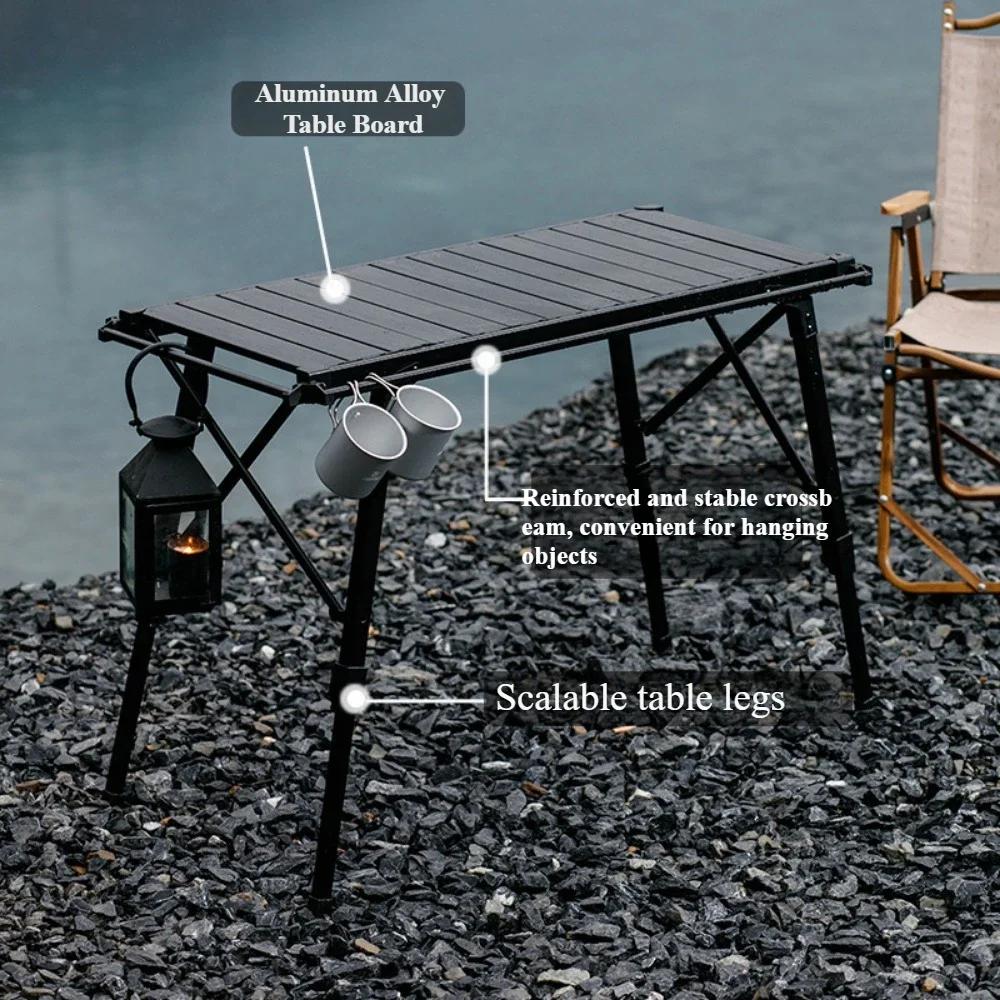 Outdoor Camping Aluminum Alloy IGT Table Foldable Adjustable Portable Barbecue Table Movable Kitchen Metal Outdoor Picnic Table