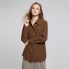 Women's Polo Collar Long Sleeve Corduroy Shirt