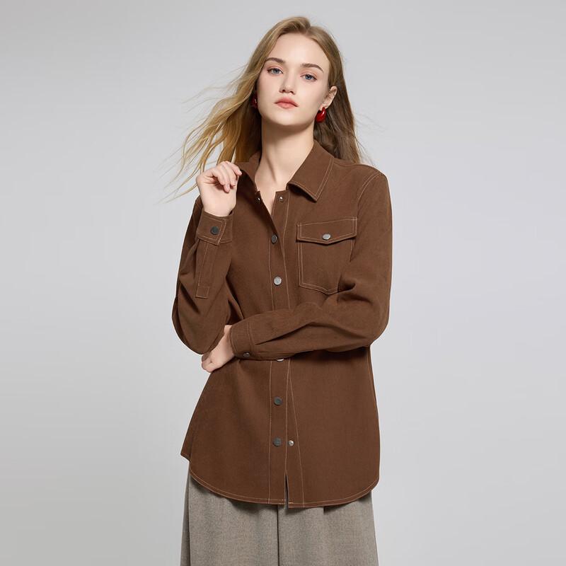 Women's Polo Collar Long Sleeve Corduroy Shirt