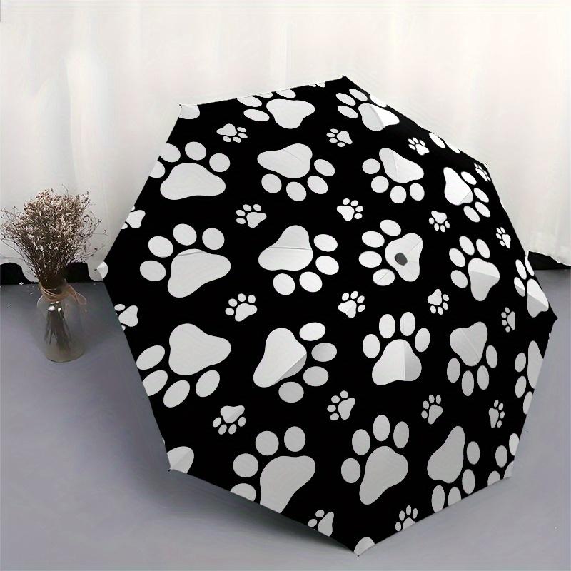Adorable Paw Print Round Sticker for Pets LoversUmbrella, Portable 3-Fold Compact Umbrella for Men & Women Gift