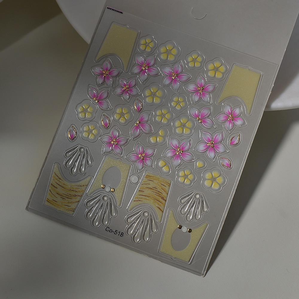 Kirschblüten Eisrosa Nageltattoos - Transparente Florale Kunstdekoration