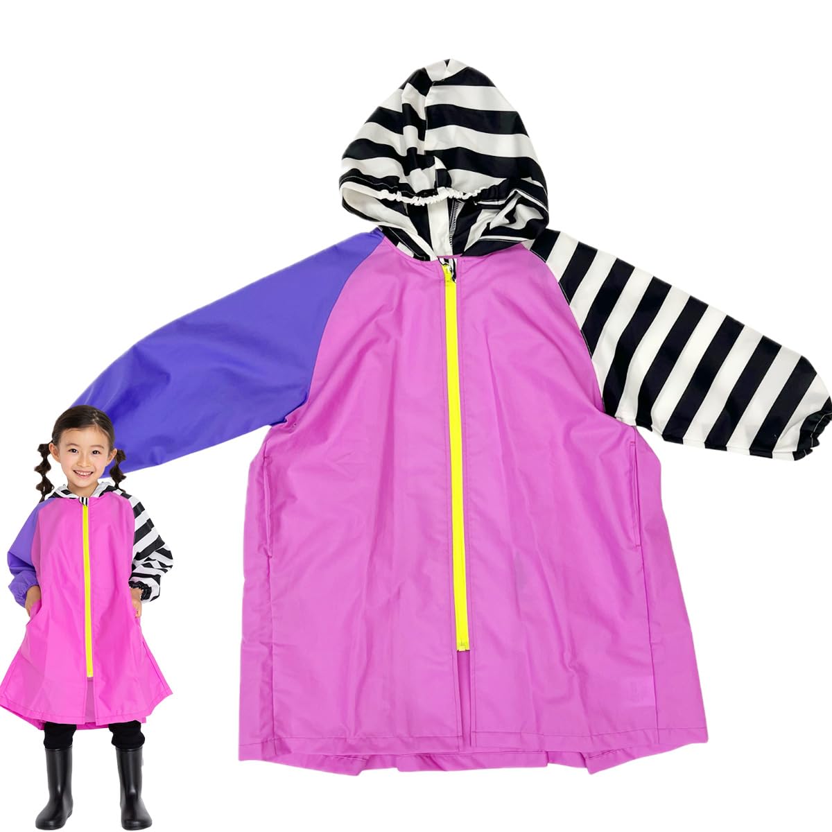 

ZAIDEA Compact and for Boys and Sizes and 140 Kids Raincoat, Backpack-Compatible Poncho, Stylish, Thin, Girls, 120, 130, (Pink, 130cm) розовый