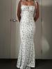 2025 Spring/Summer Women's Floral Square Neck Spaghetti Strap Long Dress - Slim Fit, Sweet & Elegant.