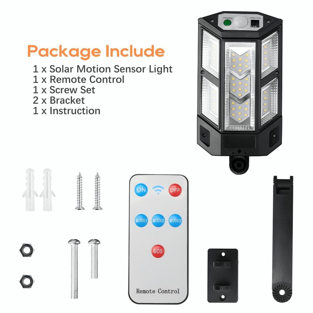 

10000LM Солнечная светодиодная лампа, уличный солнечный свет, PIR датчик движения, мощный солнечный садовый светильник, водонепроницаемый солнечный свет, уличный дворовый фонарь 43 LED