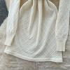 Spring Autumn Women Full Sleeve Turtleneck Plaid Knitted Sweater Mini Short Sheath Dresses with Belt