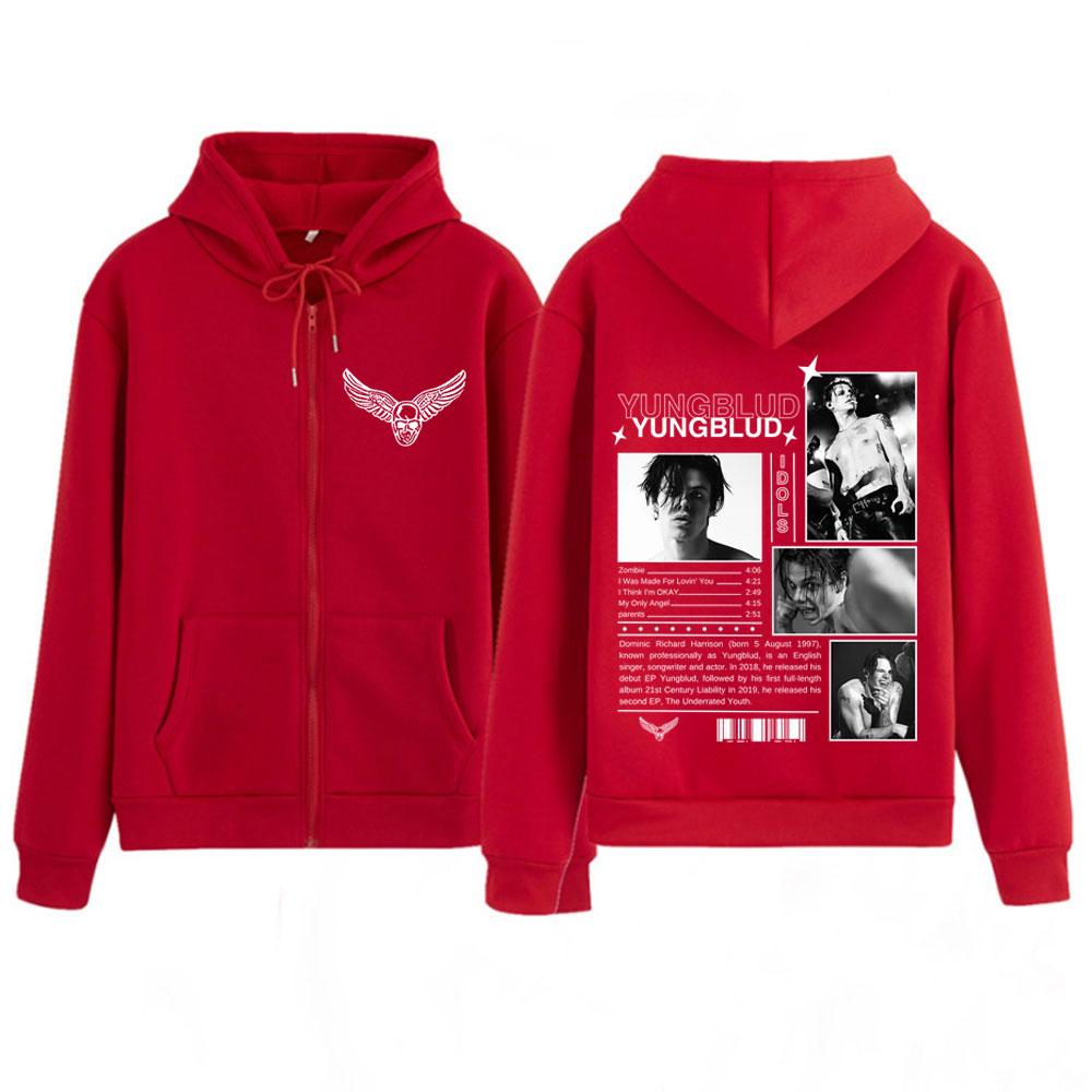 Yungblud IDOLS The World Tour  Vintage Zipper Hoodie Men Women Hip-hop Jacket Autumn Winter Casual Hip-hop Zip Up Sportswear