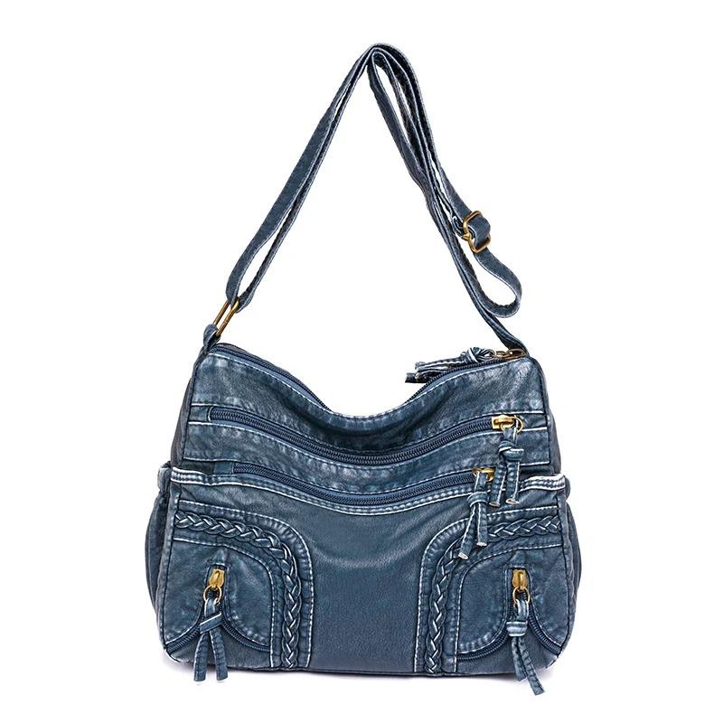 Retro Style Shoulder Bag Casual Crossbody Purse for Women Multi Pockets PU Leather Shoulder Bag Suitable for Daily Outings, Commuting, Shopping