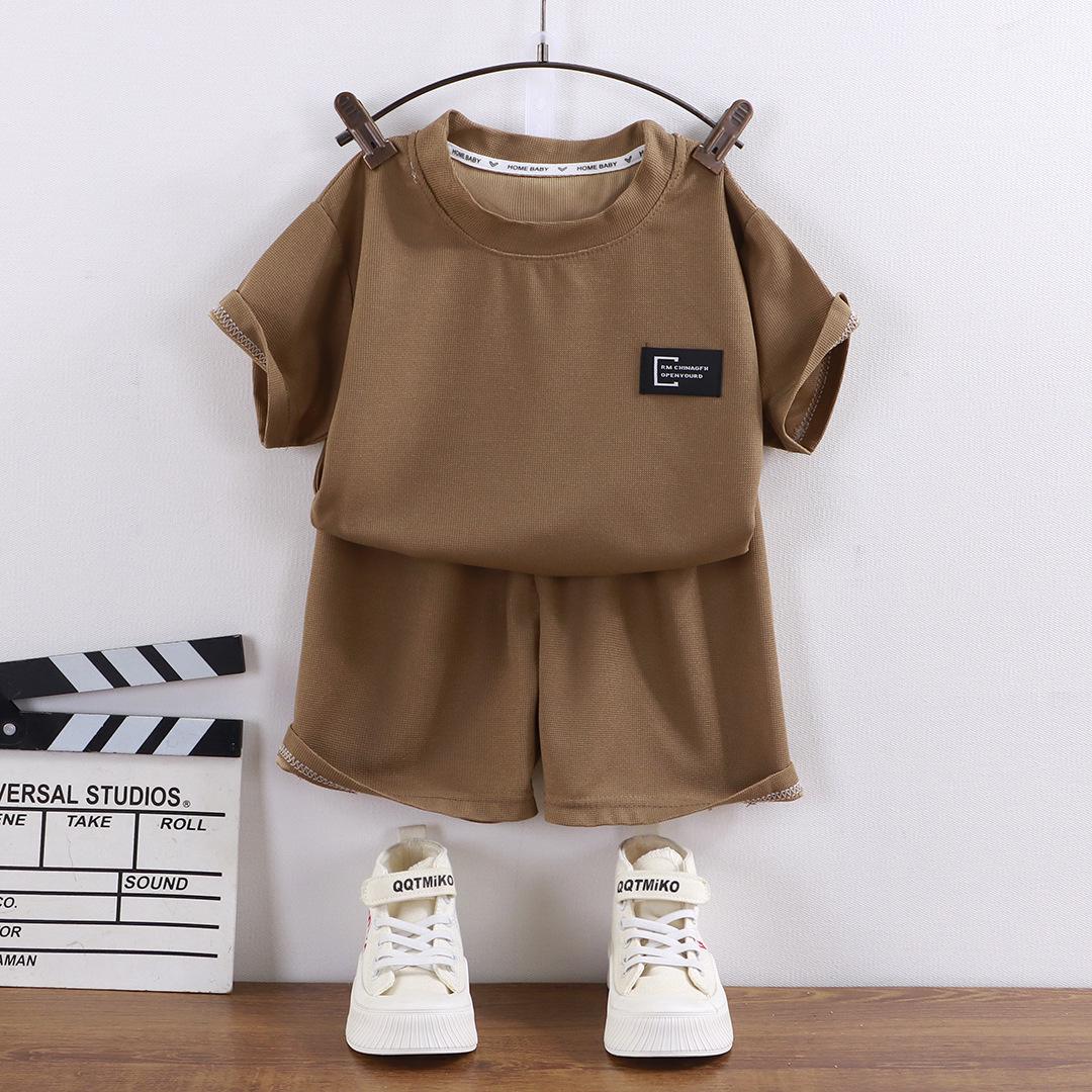 

Детские летние вафельные комплекты с коротким рукавом: Легкая домашняя и одежда для кондиционированного воздуха для мальчиков и девочек 90 cm