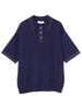 BEAMS Life Store by Beams Men's S/S Polo Shirt, 12-Gauge Stitch Knit, Navy, Size S
