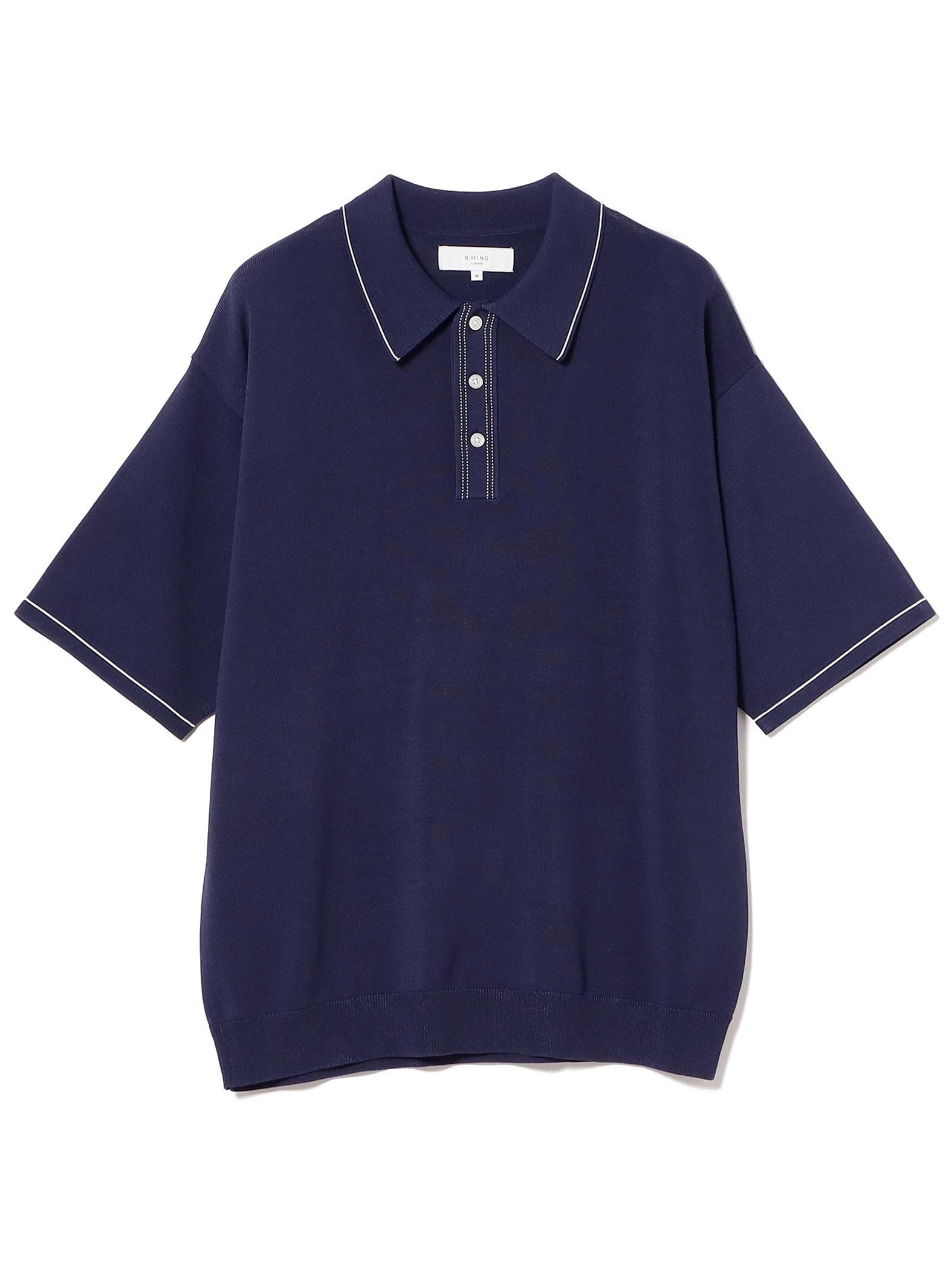 

Мужская футболка-поло BEAMS Life Store by Beams с коротким рукавом, трикотаж 12-й вязки, темно-синий, размер S