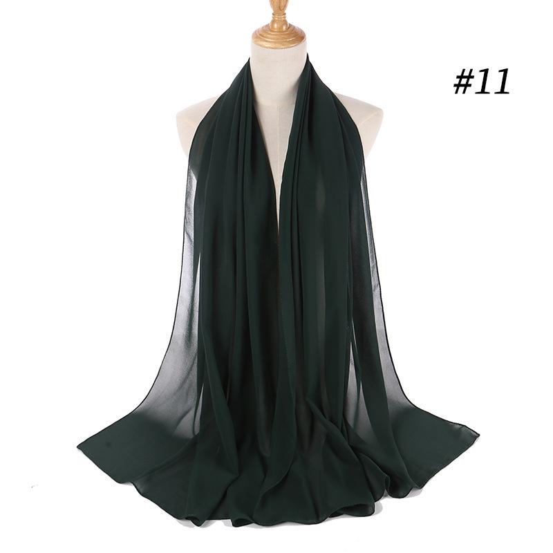 Muslim Plain Bubble Chiffon Hijab Scarf Women Scarves Long Shawls And Wraps Head Scarf Solid Color Soft Silk Feeling Headband