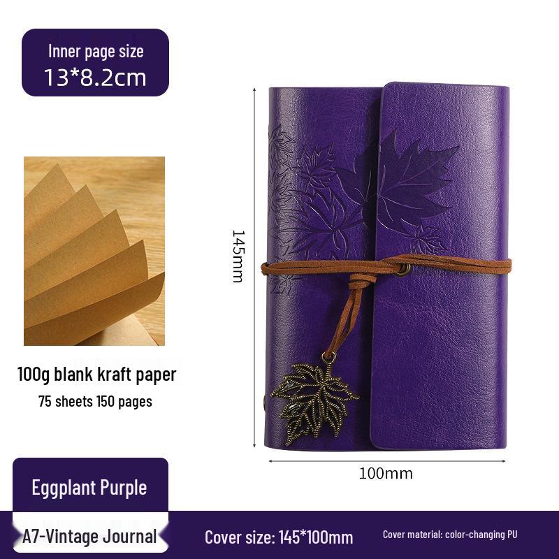 Maple Leaf Retro Loose-Leaf Notebook with Customizable Logo and Skin-Feel Cover