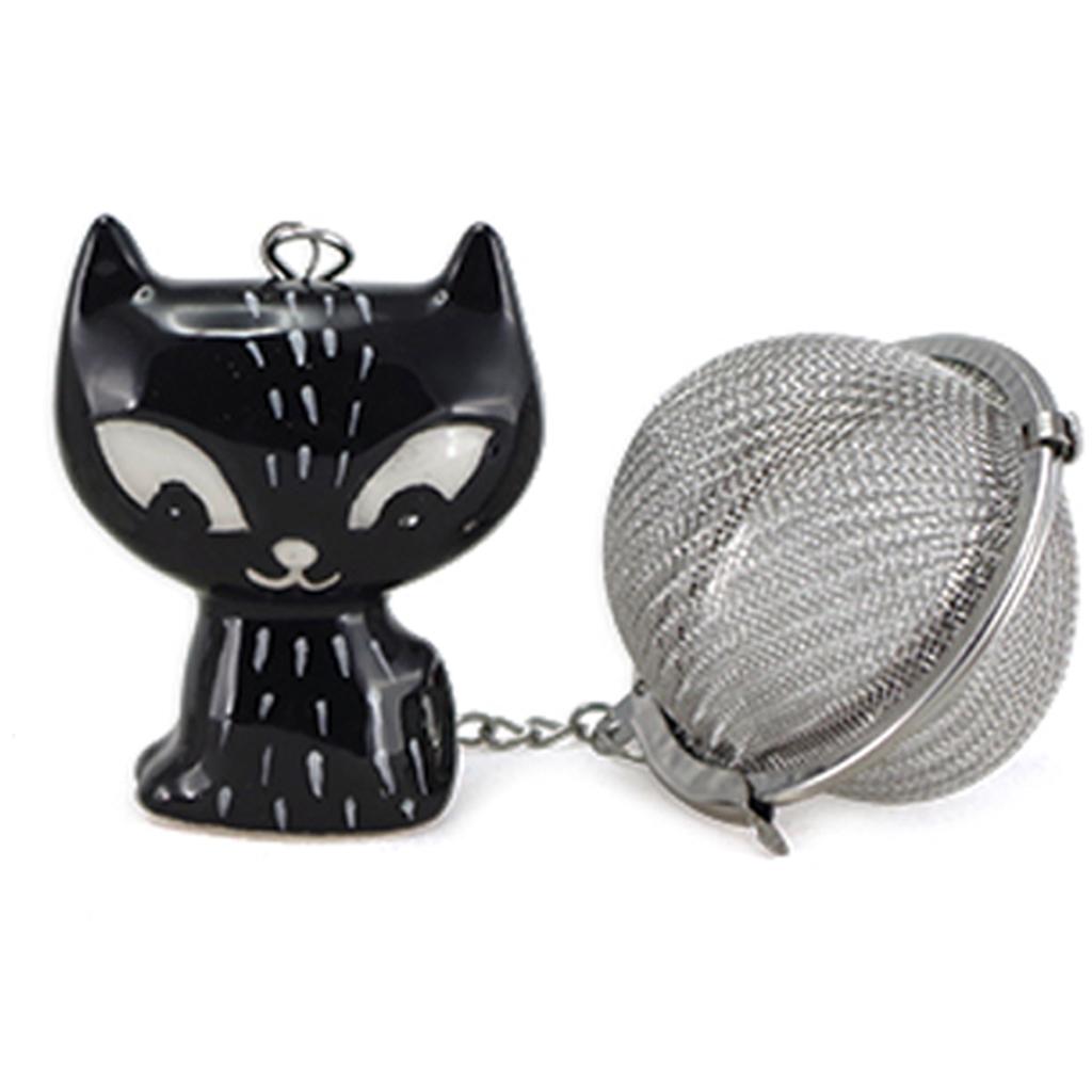 Les Trésors De Lily [R6764] - Ceramic Tea Infuser 'Cats' Black - 50x40x20 Mm