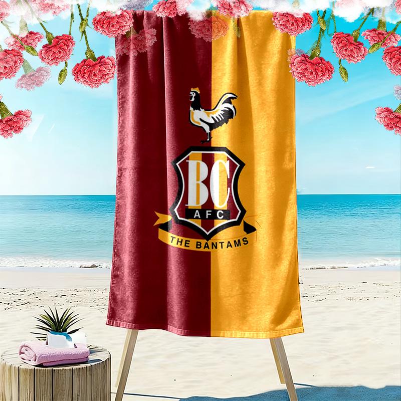Bradford City AFC Print Beach Towel, Large Soft Quick Dry Towel for Beach Camping Swimming