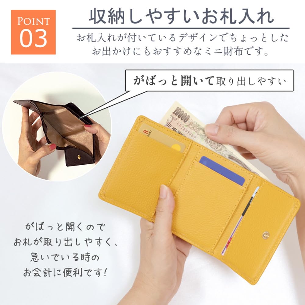 [parte de trás] Carteira de Couro Genuíno para Homens e Mulheres, Tripla, Compacta, Mini Carteira, Carteira Dobrável, Carteira de Couro Genuíno com Compartimento para Moedas em Formato de Caixa