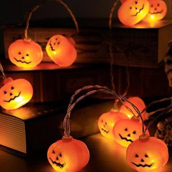 Halloween Light String 3D Pumpkin Design Easy to Use Battery Operated LED Light String Indoor Outdoor Decoration