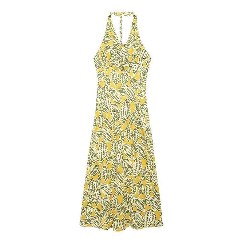 Fashion Style 2024 Summer New Women's Clothing Temperament Printed Hanging Collar Long Dress 9878085 330