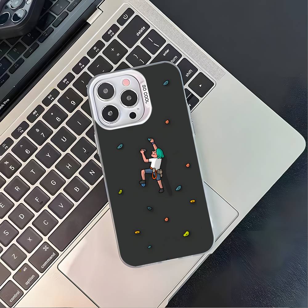 Rock Climbing Wall Phone Case For iPhone 17,16,15,14,13,12,11,Pro,XS,Max,Plus,Mini,SE4,E White Matte Shockproof Cover