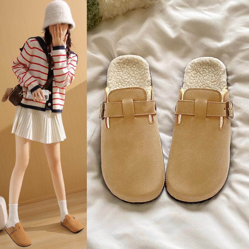 

Thick-bottomed thermal bag head slippers women s new retro fashion versatile comfortable casual drag student outdoor lazy drag 40 коричневий