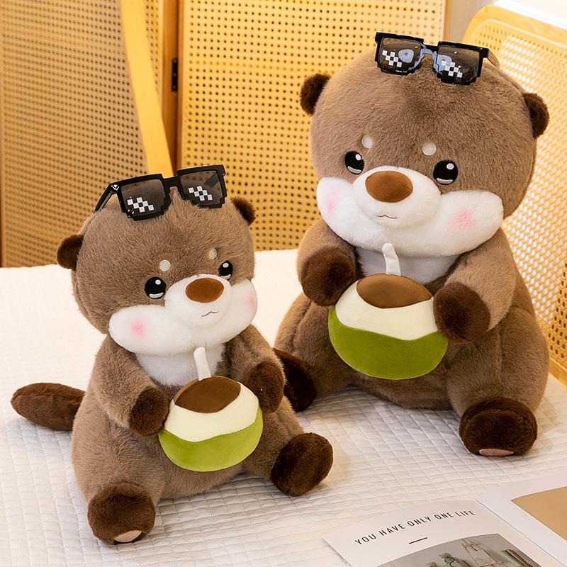 Lebensechte Niedliche Otter Plüschtiere Weiche Stofftierpuppen Zimmerdeko Kuschelkissen Weihnachts-Geburtstagsgeschenk