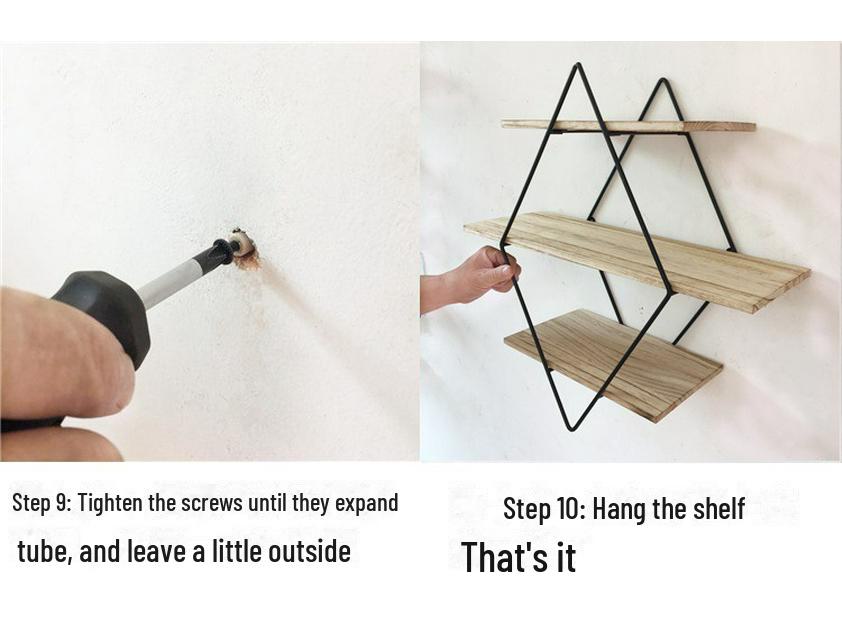 Diamant Schmiedeeisen und Holz Wandregal - Retro Massivholz Wandmontiert Kreative Trennwand