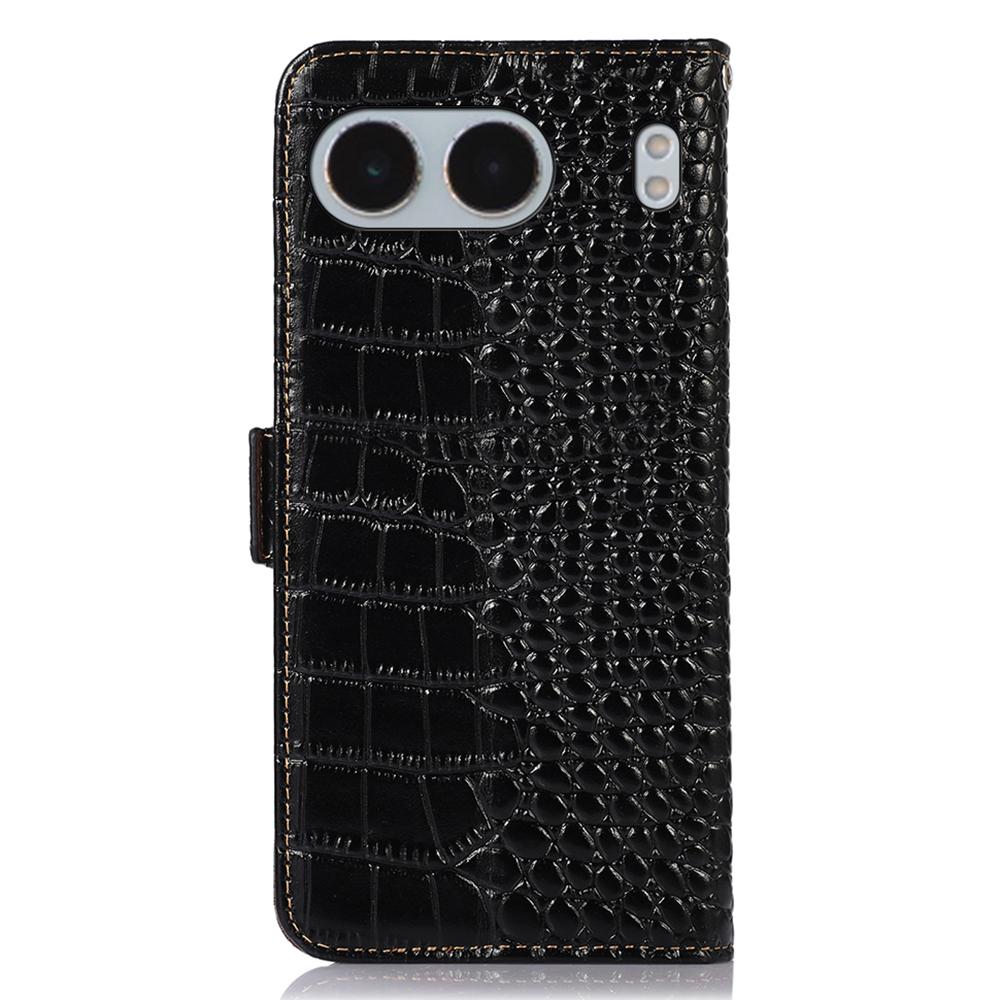 For OnePlus Nord 4 Case Crocodile Texture Genuine Cow Leather Phone Wallet Cover