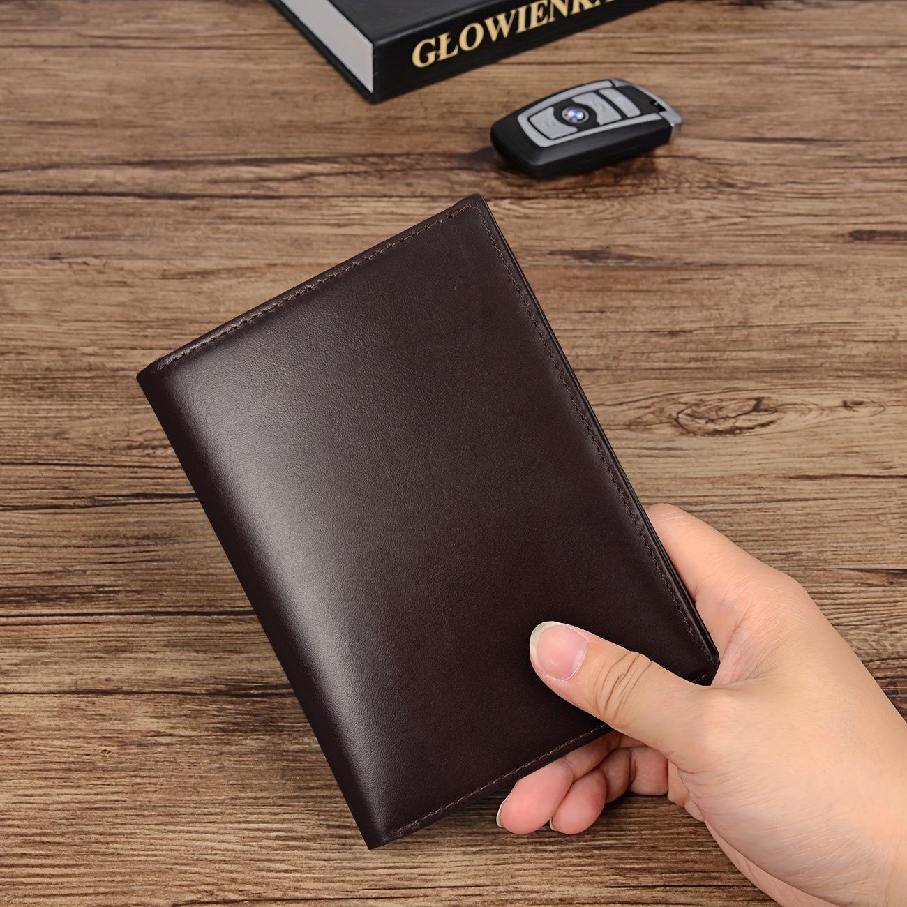 

Vintage Genuine Leather Passport Wallet with RFID Protection глибокий кавового кольору