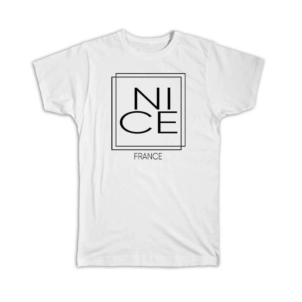 Gift T-Shirt : NICE France Square Modern Minimalist Font XL